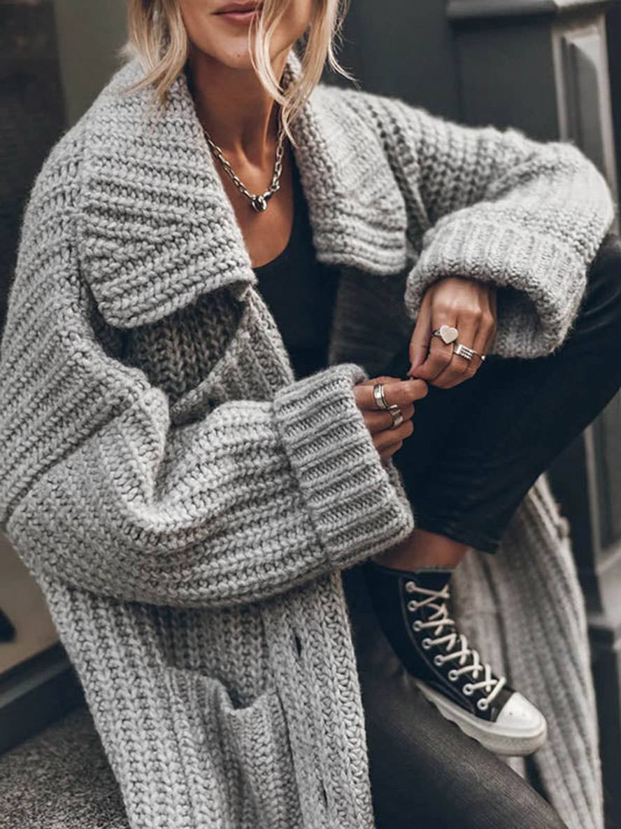 Maxi Damen Strickjacke aus Rippstrick (5)
