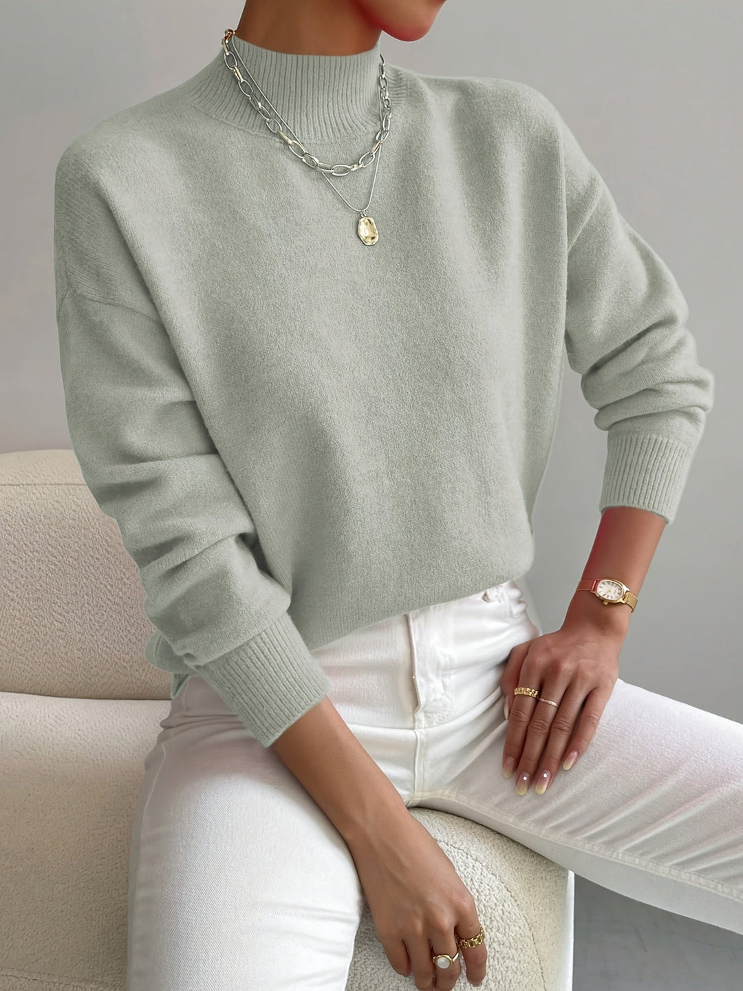 Minimalistische Damen Strickjacke im Cardigan-Stil in Lichtgroen