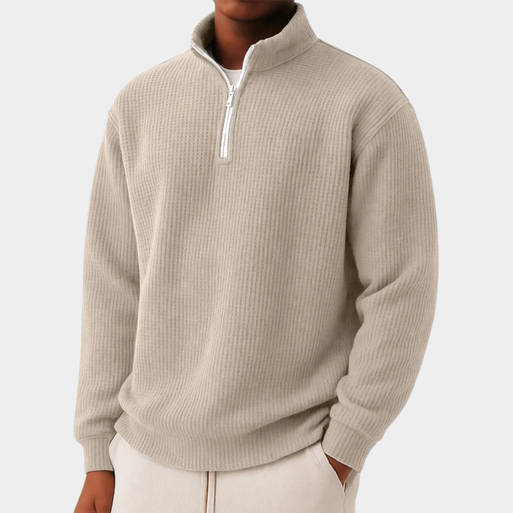 Moderner Herren Pullover mit schlanker Silhouette in Beige