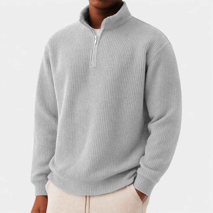 Moderner Herren Pullover mit schlanker Silhouette in Grau