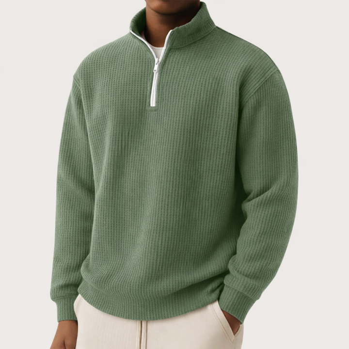 Moderner Herren Pullover mit schlanker Silhouette in Grün