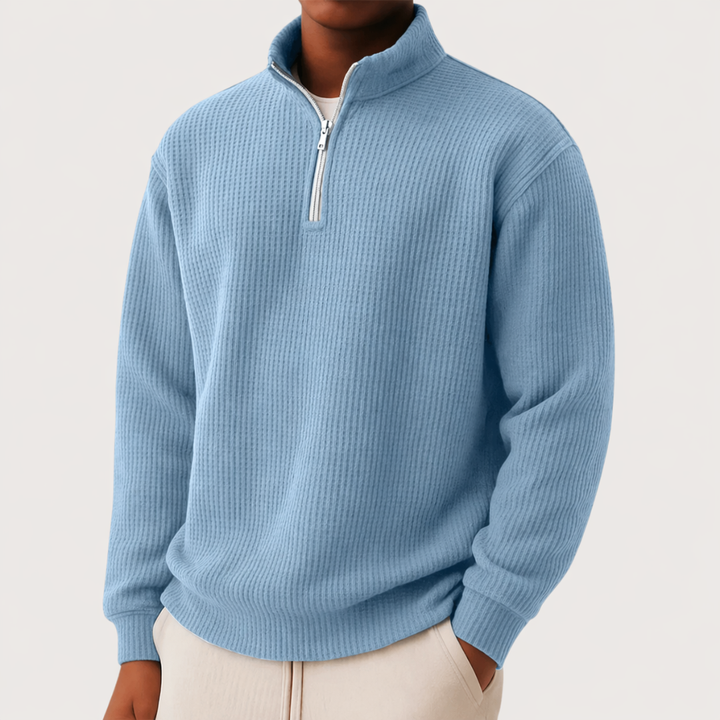 Moderner Herren Pullover mit schlanker Silhouette in Hellblau