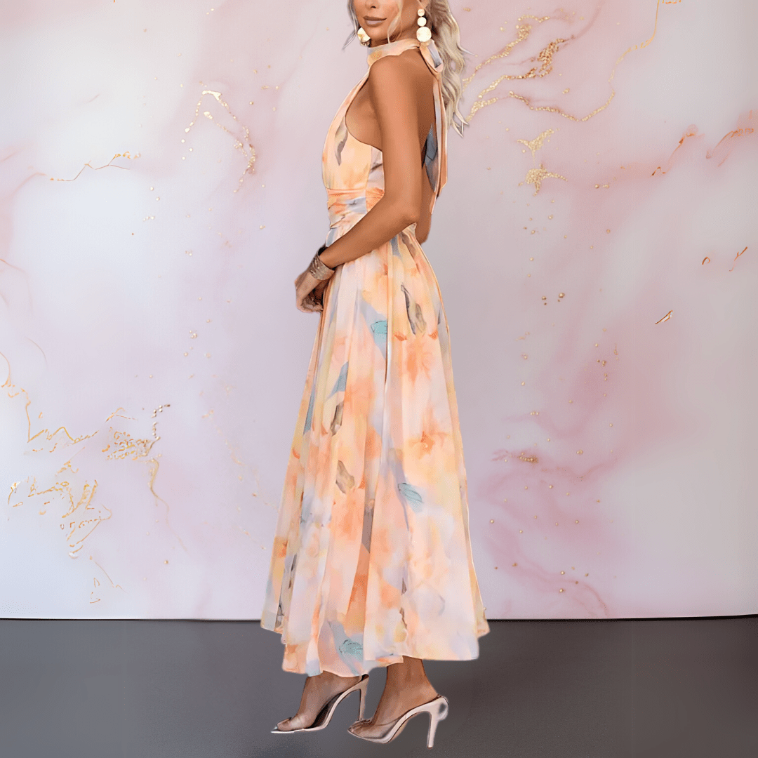 Amara Neckholder Strandkleid mit Aquarelldruck foto 4