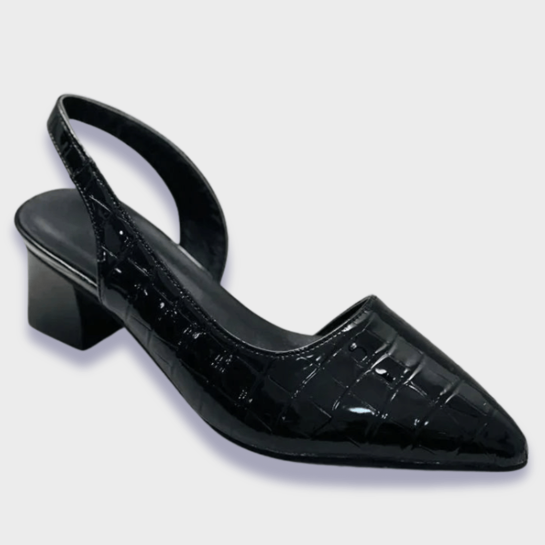Orthopädische Croco-Pumps in Schwarz