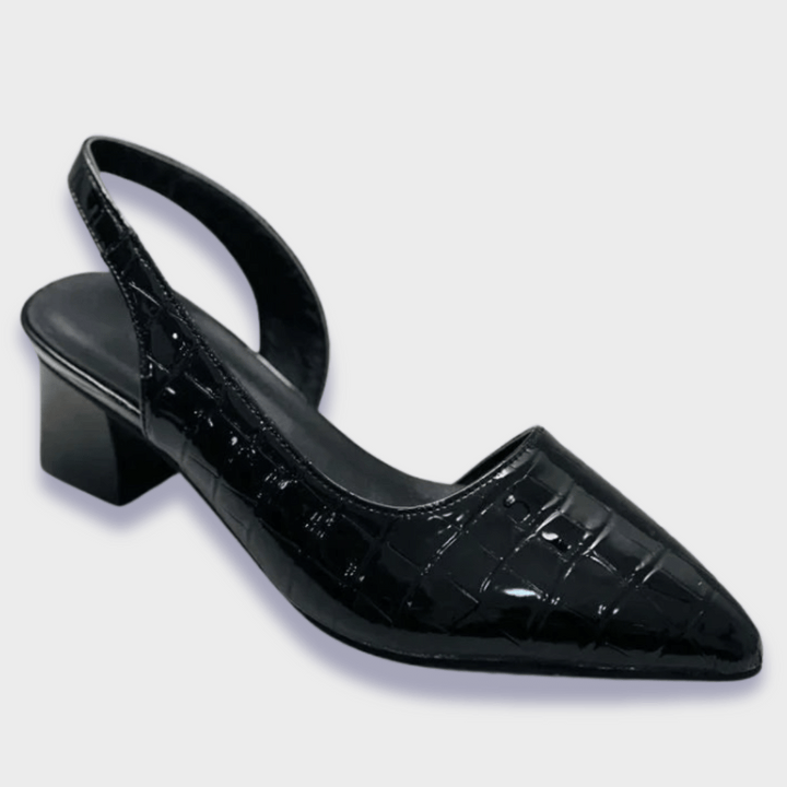 Orthopädische Croco-Pumps in Schwarz