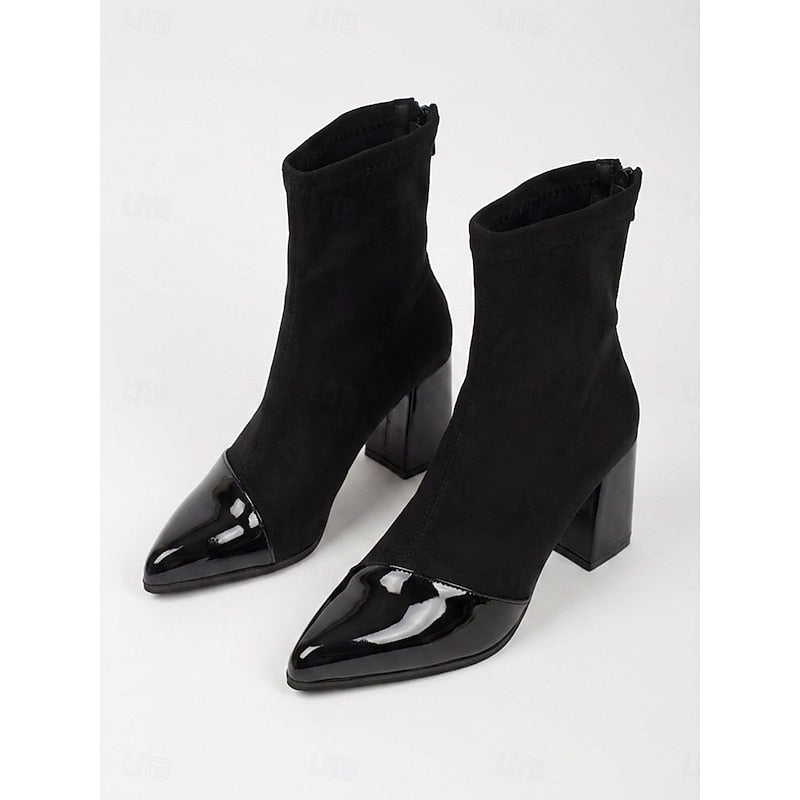 Orthopädische Damen Stiefeletten mit Blockabsatz in Schwarz