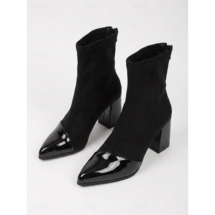 Orthopädische Damen Stiefeletten mit Blockabsatz in Schwarz