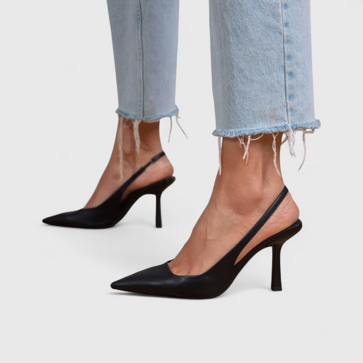 Orthopädische Pumps im eleganten Stil in Schwarzes Leder