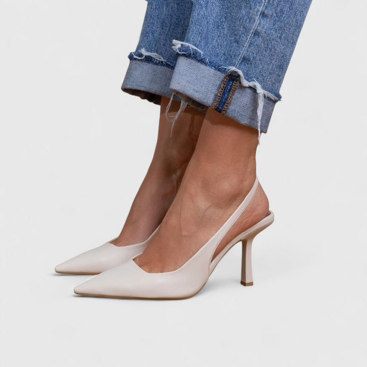 Orthopädische Pumps im eleganten Stil in Weißes Leder