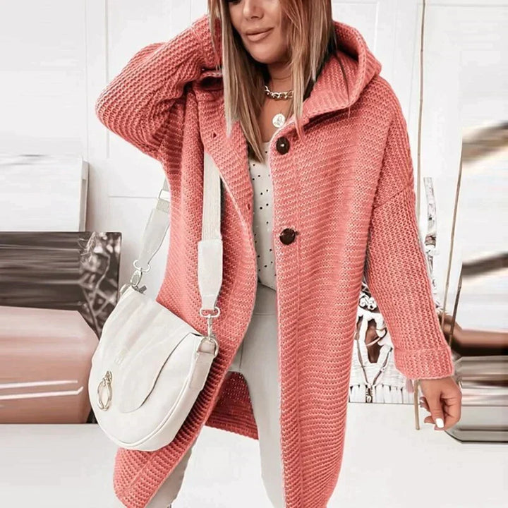 Oversize Damen Strickjacke mit Kapuze für Herbst