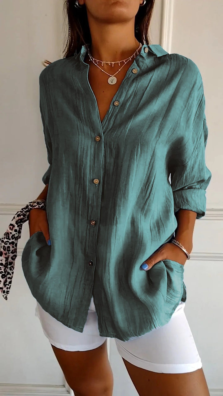 Paula | Fließende Eleganz-Bluse in Blau-Grün