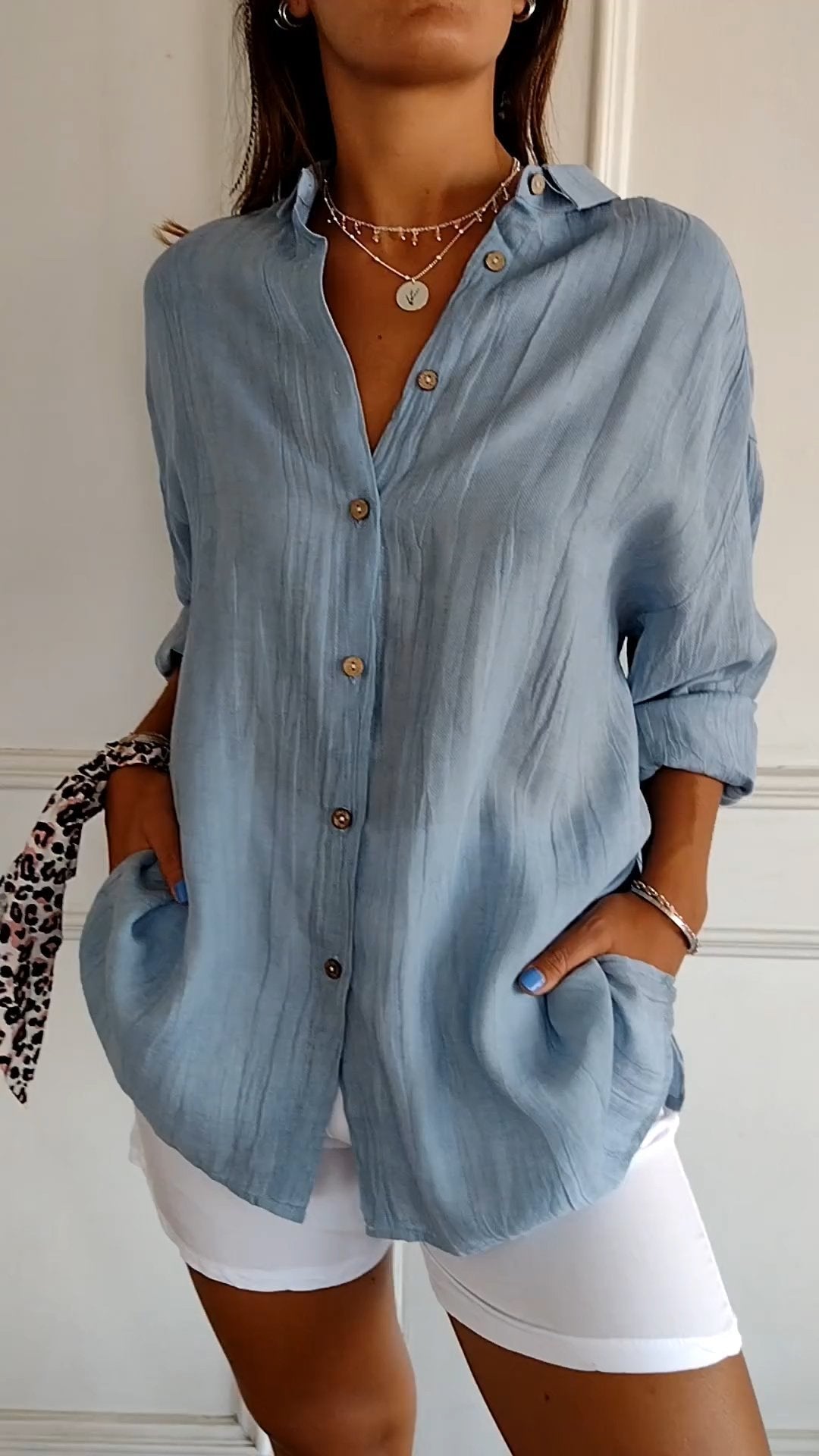 Paula | Fließende Eleganz-Bluse in Blau