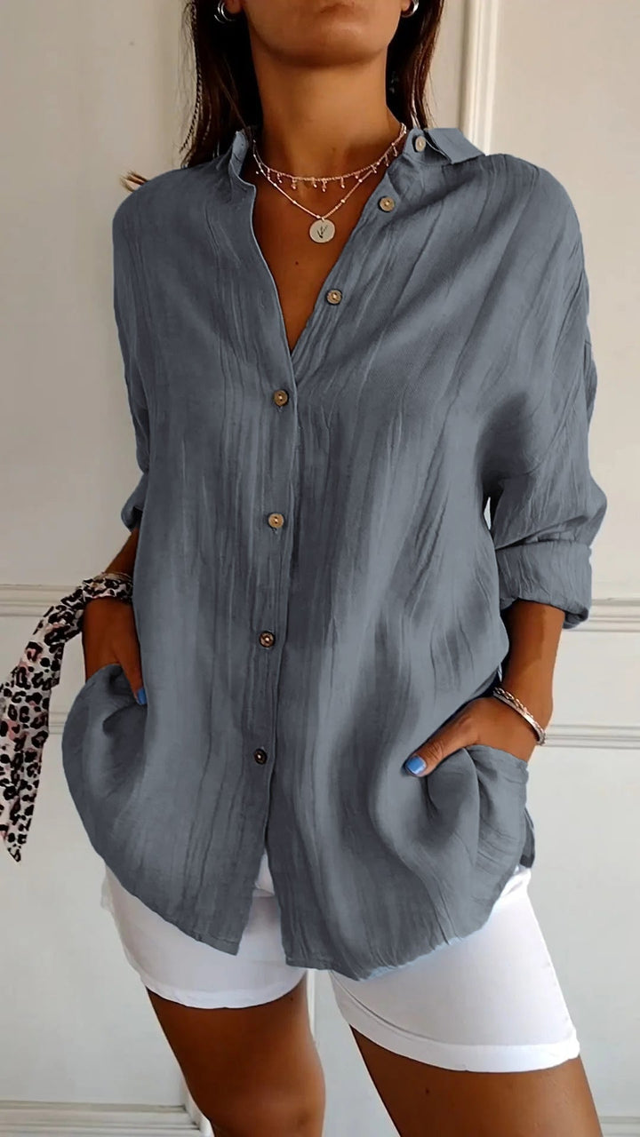 Paula | Fließende Eleganz-Bluse in Grau