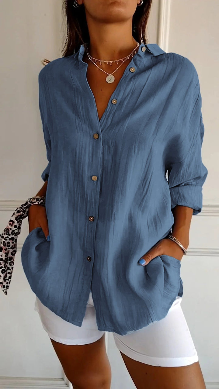 Paula | Fließende Eleganz-Bluse in Marineblau