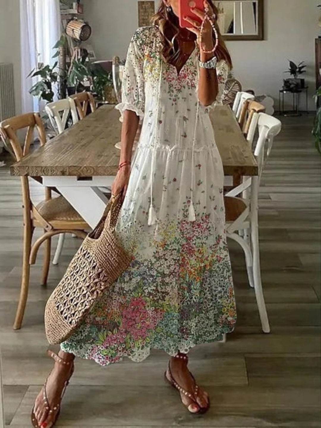 Poppy Boho Strandkleid mit tiefem V-Ausschnitt foto 7
