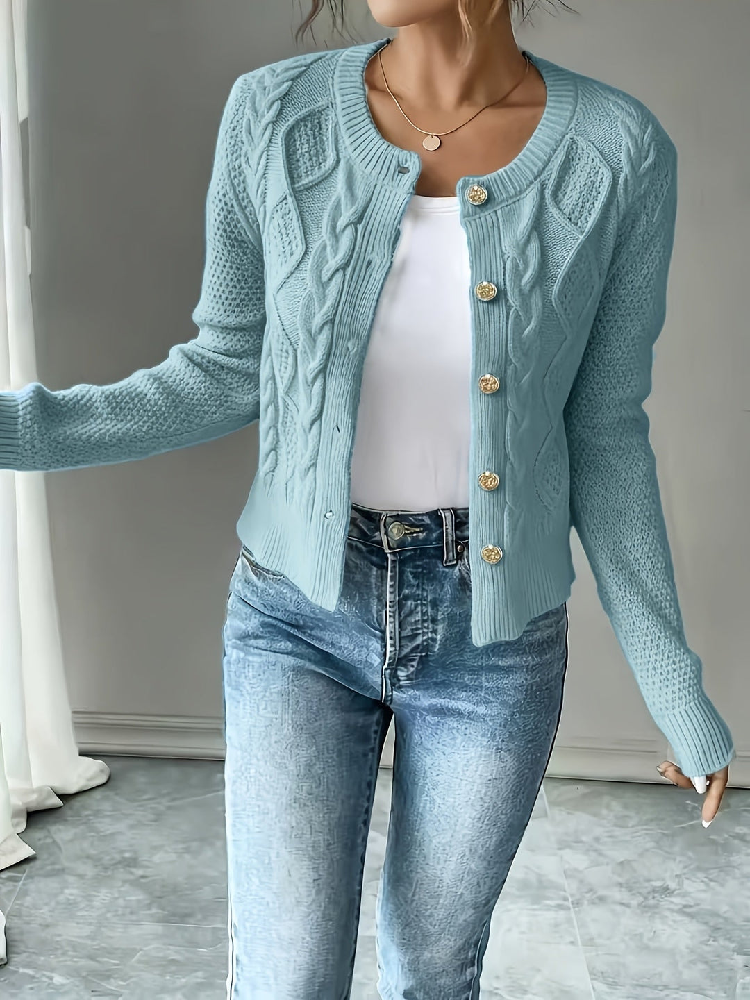 Raffinierte Zopfstrick Cardigan (13)