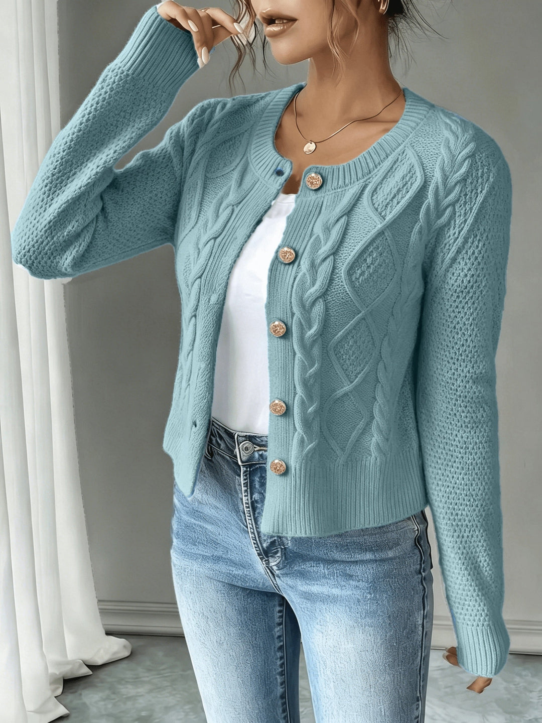 Raffinierte Zopfstrick Cardigan (15)