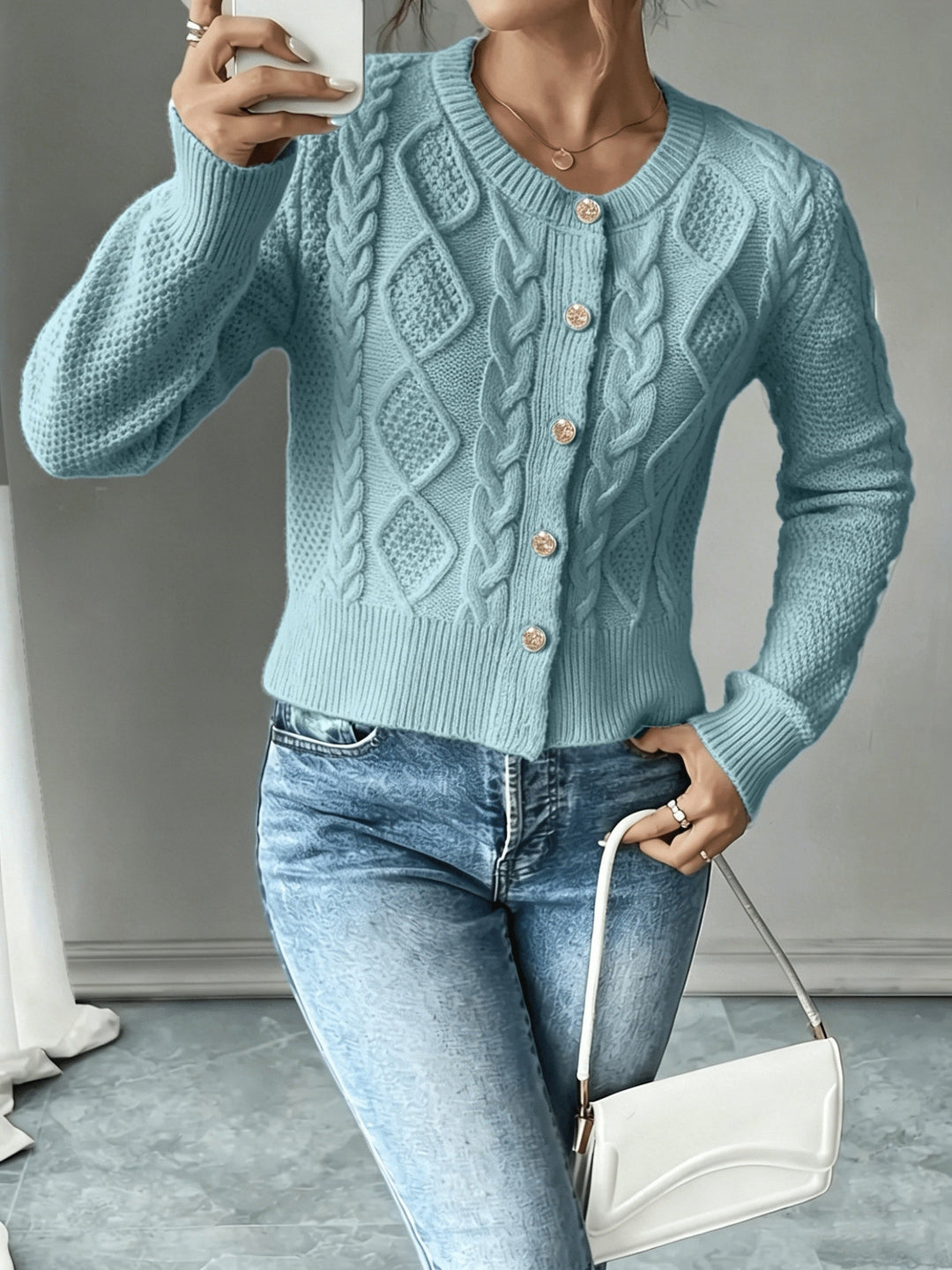 Raffinierte Zopfstrick Cardigan (17)