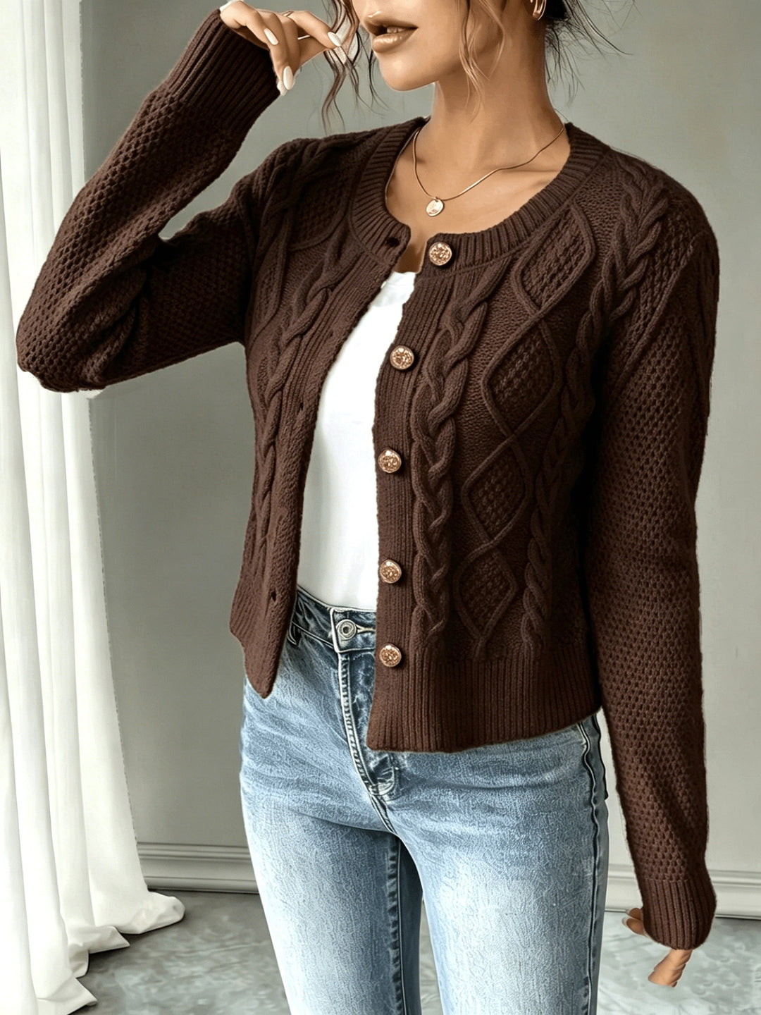 Raffinierte Zopfstrick Cardigan (20)