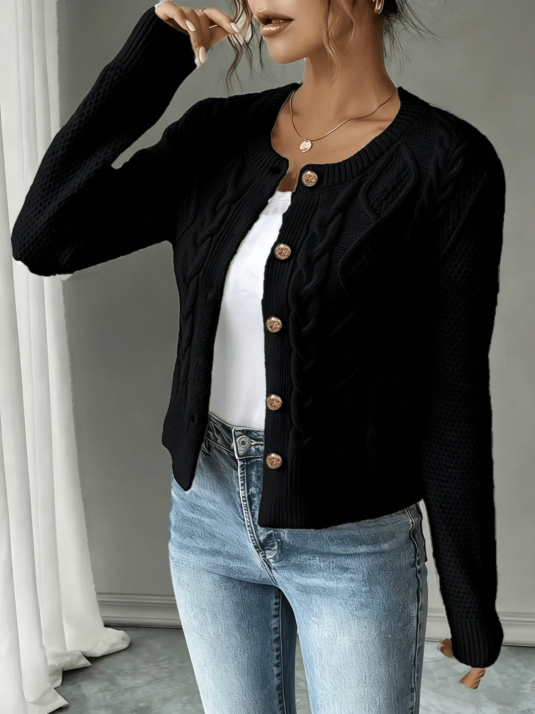 Raffinierte Zopfstrick Cardigan (3)