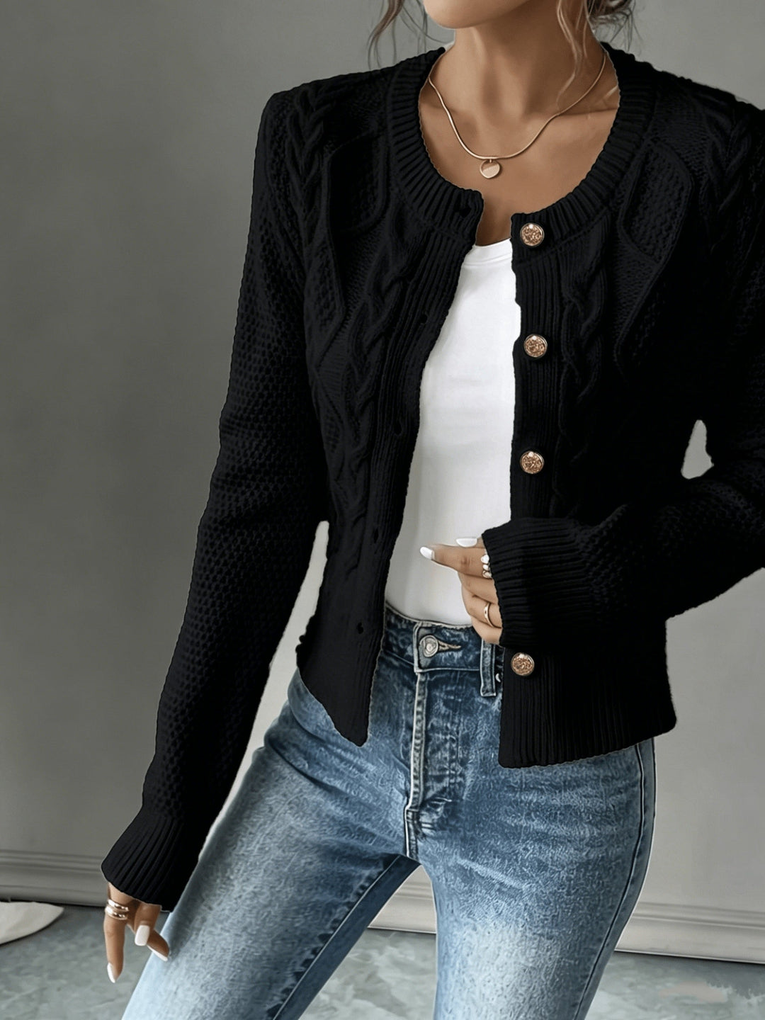 Raffinierte Zopfstrick Cardigan (4)
