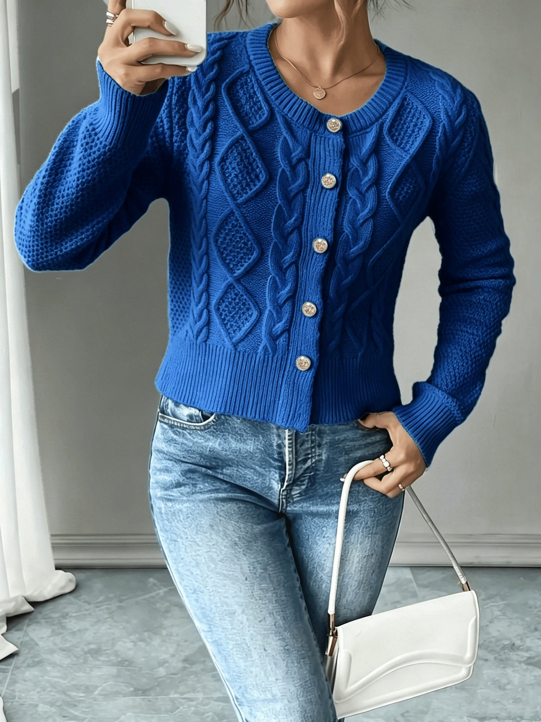 Raffinierte Zopfstrick Cardigan (41)