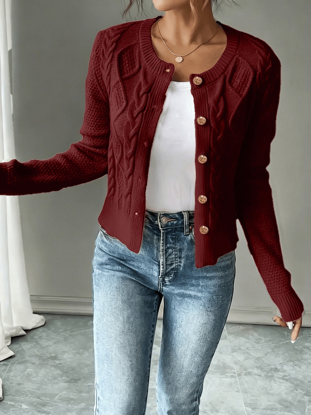 Raffinierte Zopfstrick Cardigan (7)