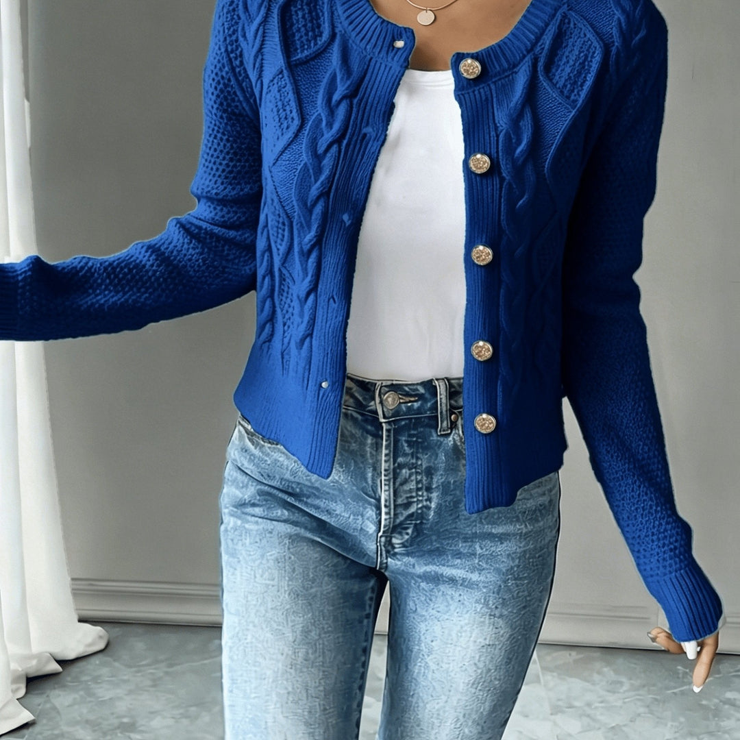 Raffinierte Zopfstrick Cardigan in Blau