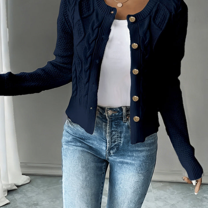 Raffinierte Zopfstrick Cardigan in Marineblau