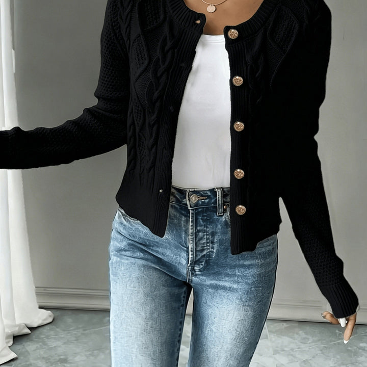 Raffinierte Zopfstrick Cardigan in Schwarz