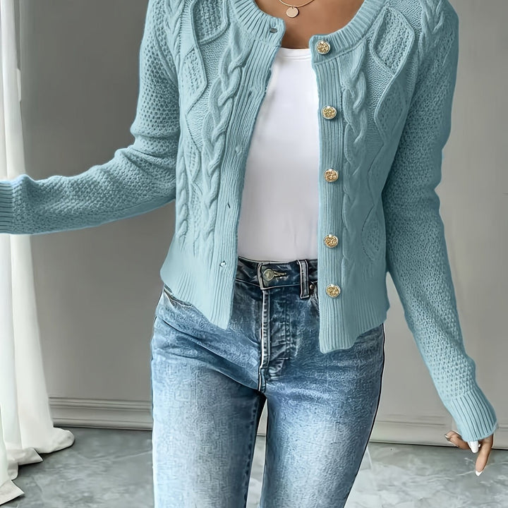 Raffinierte Zopfstrick Cardigan in Sky Blue