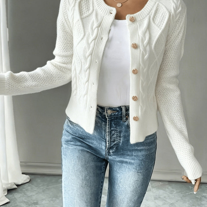 Raffinierte Zopfstrick Cardigan in Weiß