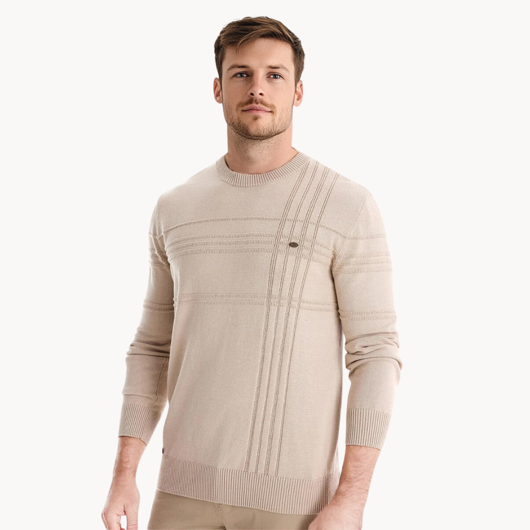 Raffinierter Herren Strickpullover im klassischen Stil in Beige