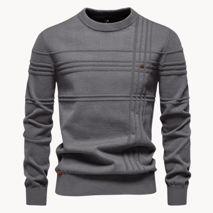 Raffinierter Herren Strickpullover im klassischen Stil in Grau