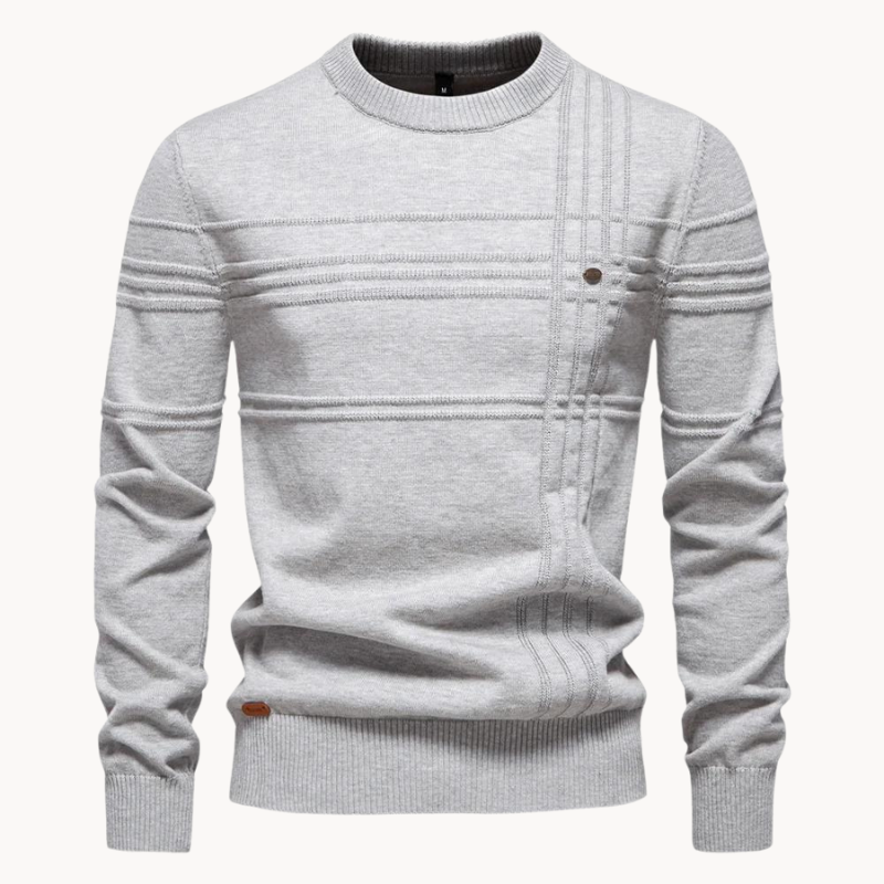 Raffinierter Herren Strickpullover im klassischen Stil in Hellgrau