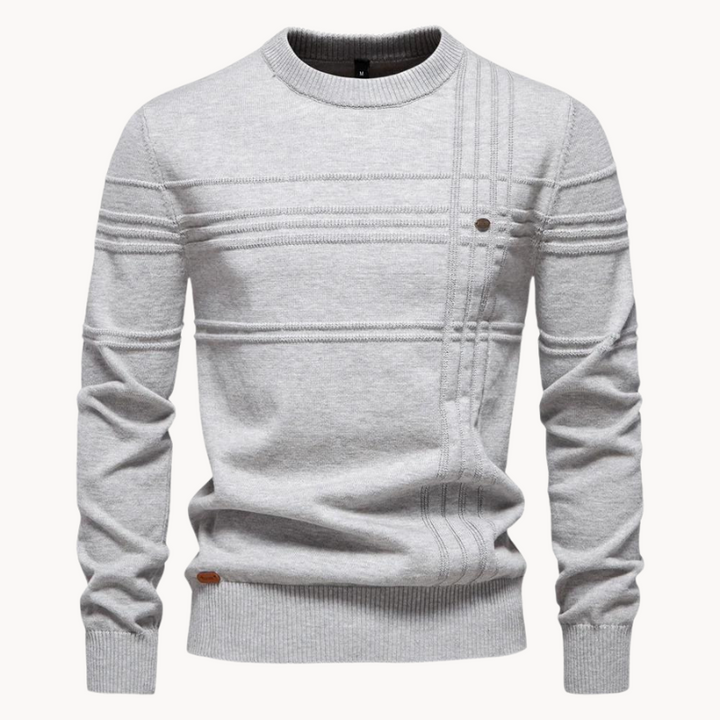 Raffinierter Herren Strickpullover im klassischen Stil in Hellgrau