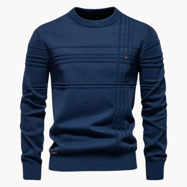 Raffinierter Herren Strickpullover im klassischen Stil in Marineblau