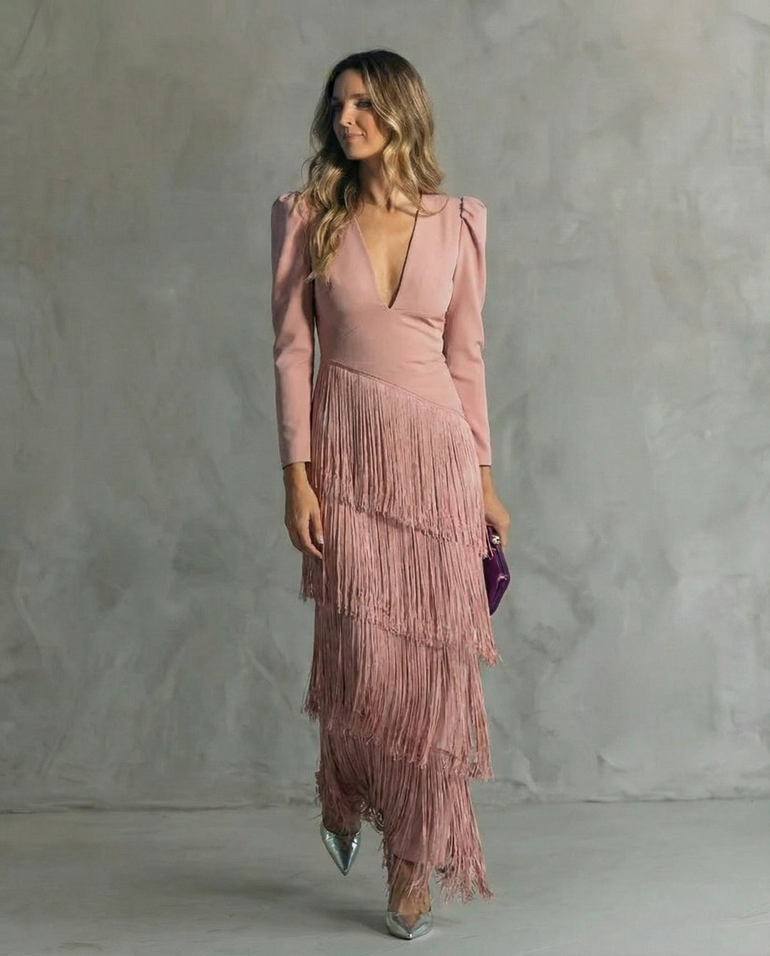 Raffiniertes Midi-Kleid für Hochzeitsgäste in Rosa