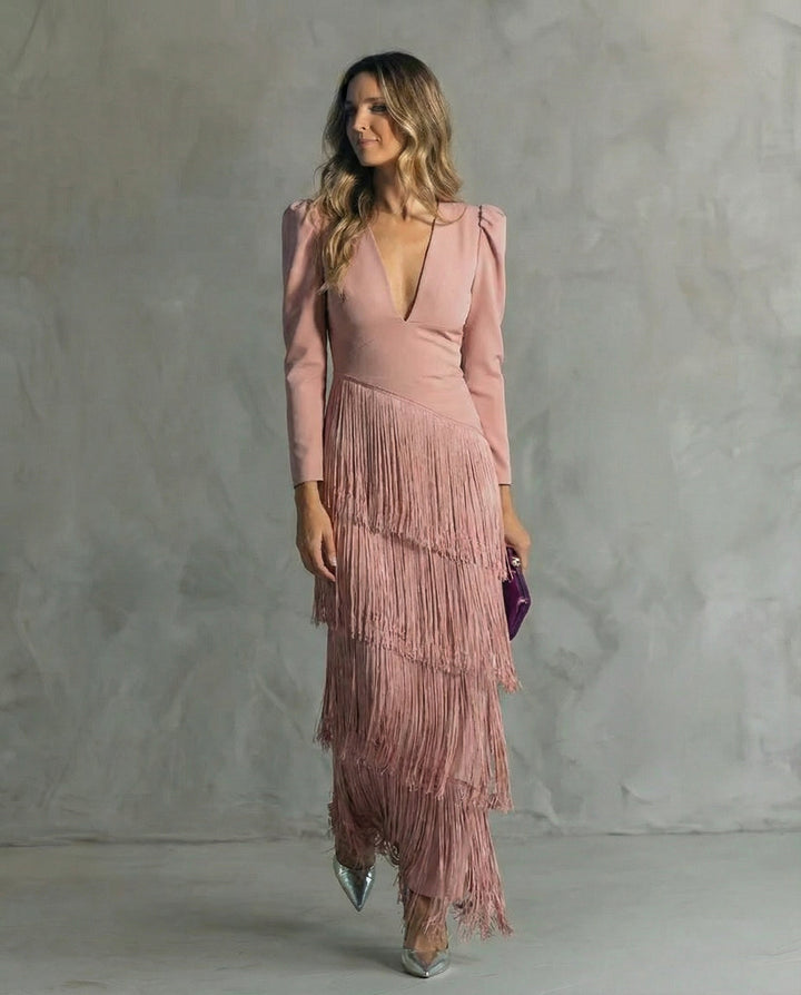 Raffiniertes Midi-Kleid für Hochzeitsgäste in Rosa