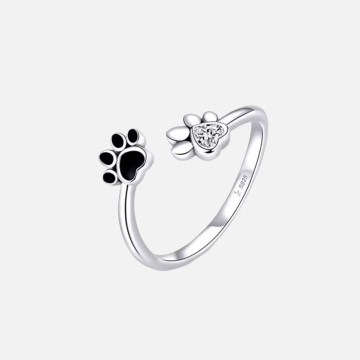 Bague ajustable en argent ornée de zirconiums et d'émail