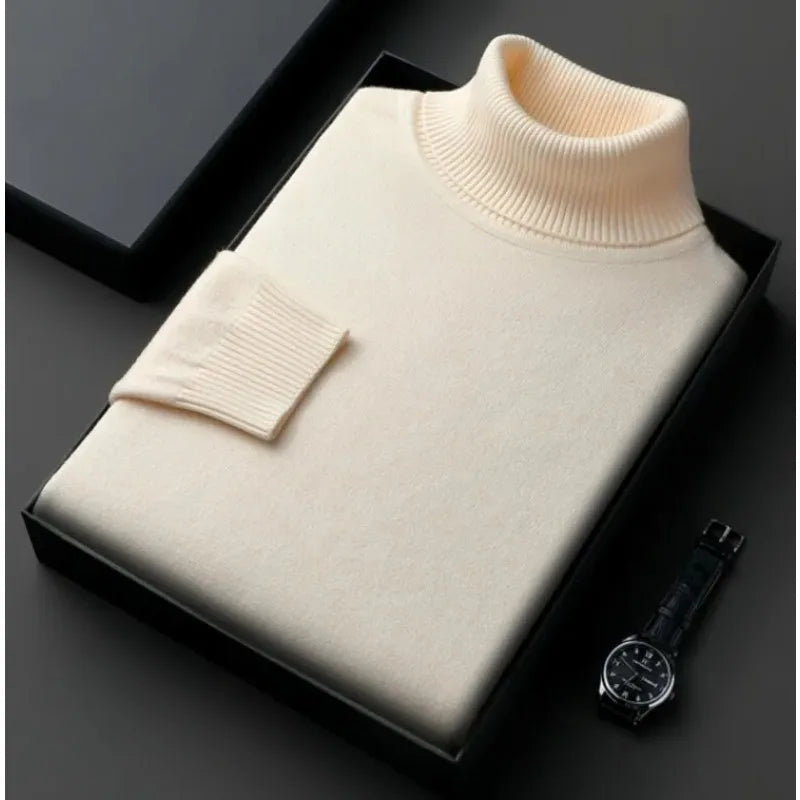 Rollkragen Herrenpullover für den Herbst in Beige
