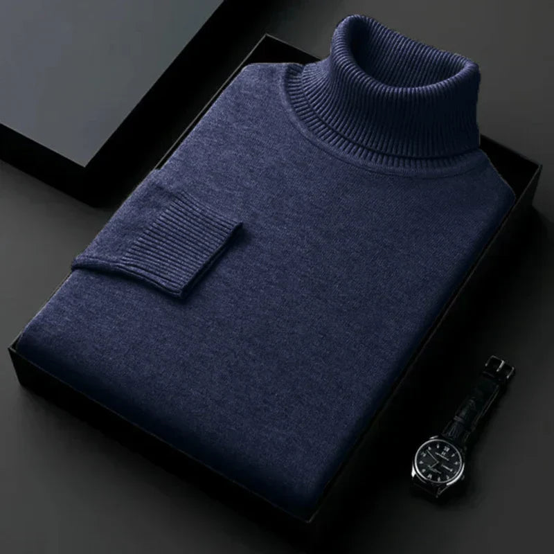 Rollkragen Herrenpullover für den Herbst in Dunkelblau