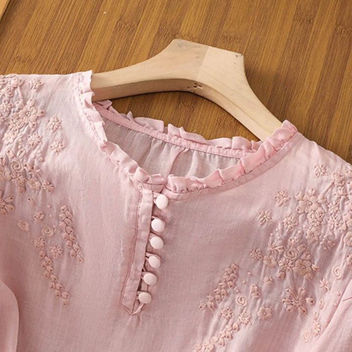 Romantische Boho-Bluse mit Rüschenkragen (4)