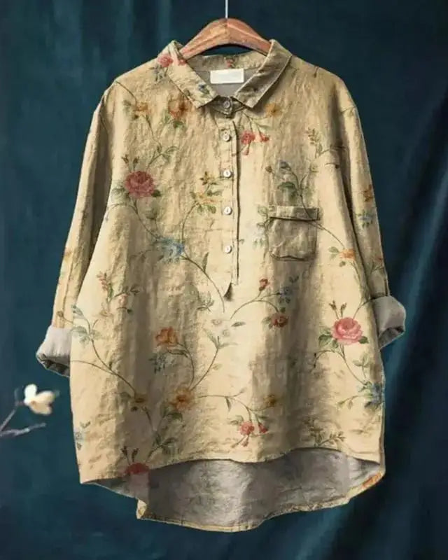 Sanfte Blumendruck-Bluse in Braun