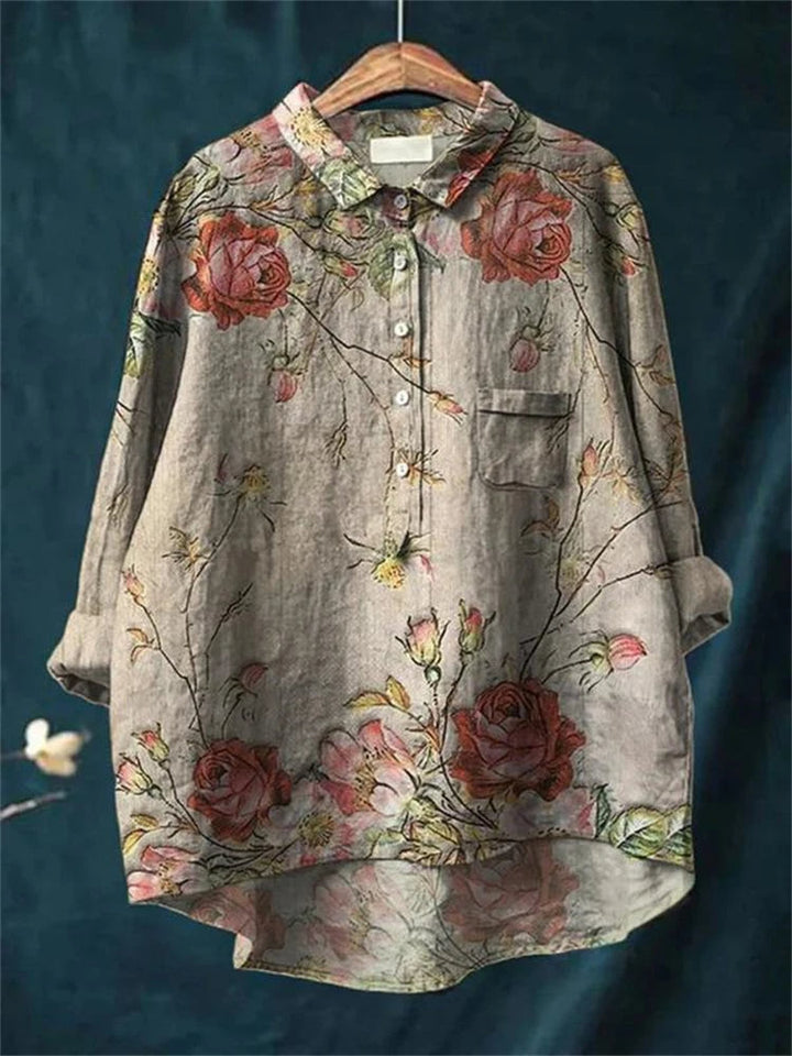 Sanfte Blumendruck-Bluse in Rosa