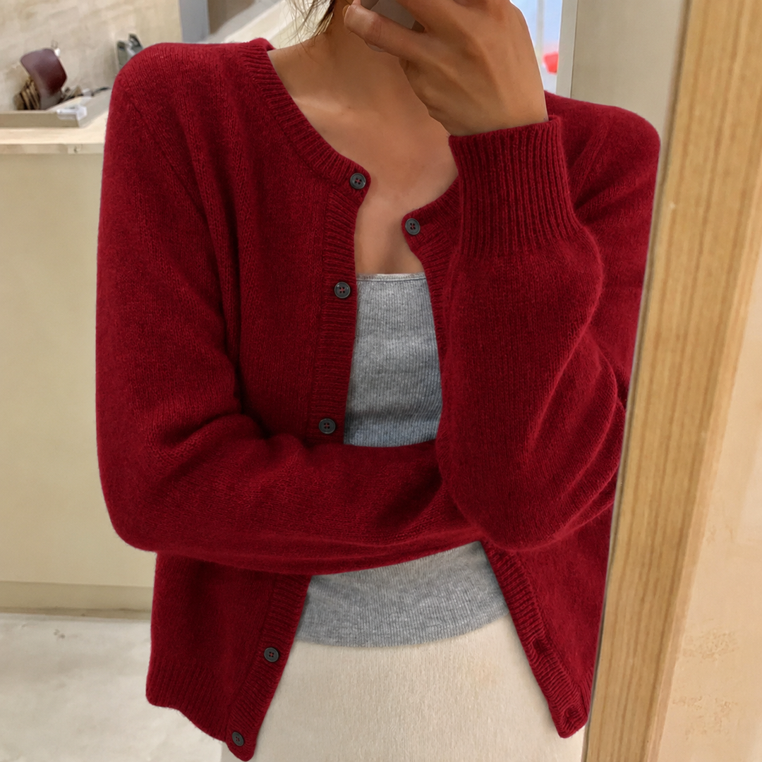 Sanfter Strick-Cardigan in Weinrot