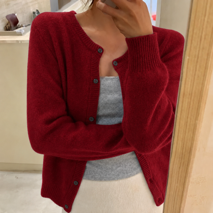 Sanfter Strick-Cardigan in Weinrot