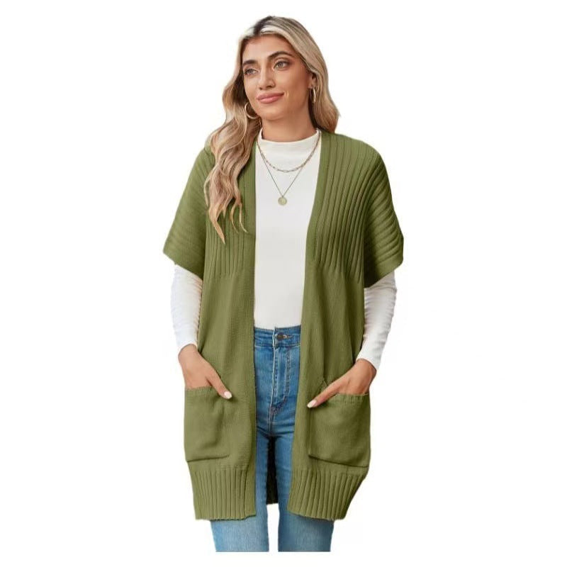 Schicke Cardigan im Offenschnitt in Army Green