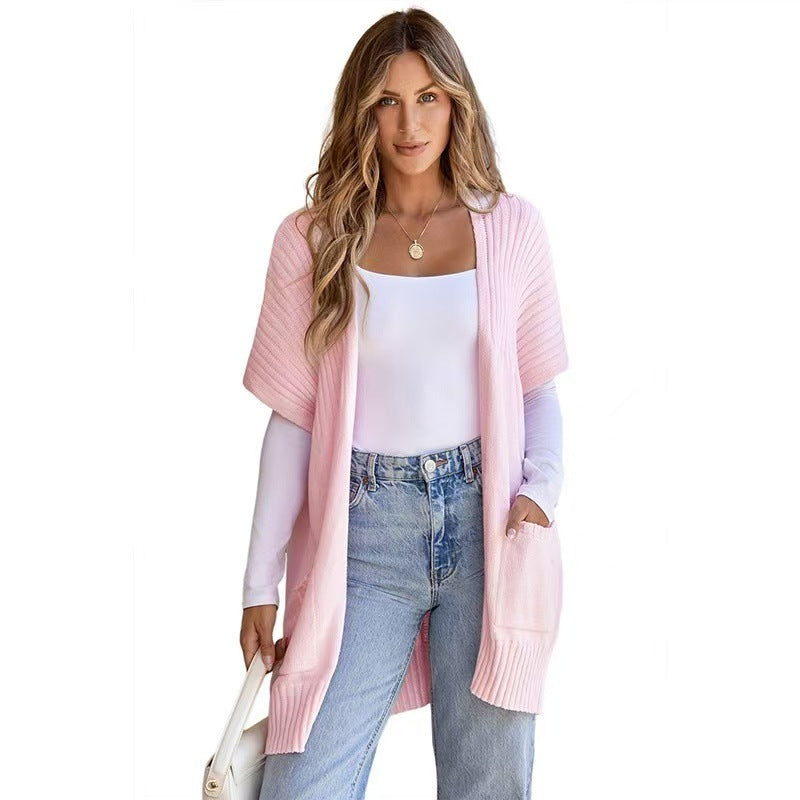 Schicke Cardigan im Offenschnitt in Rosa