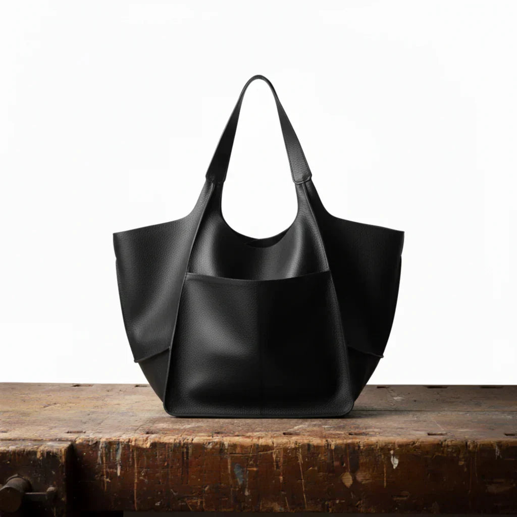 Schwarze Damen Umhängetasche im eleganten Vintage-Stil in Schwarz